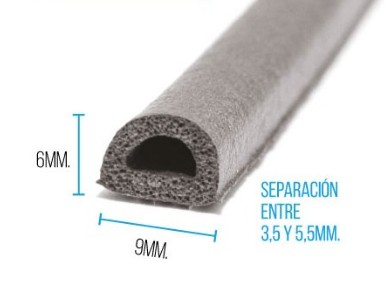 BURLETE AUTOAHDESIVO PERFIL D NEGRO